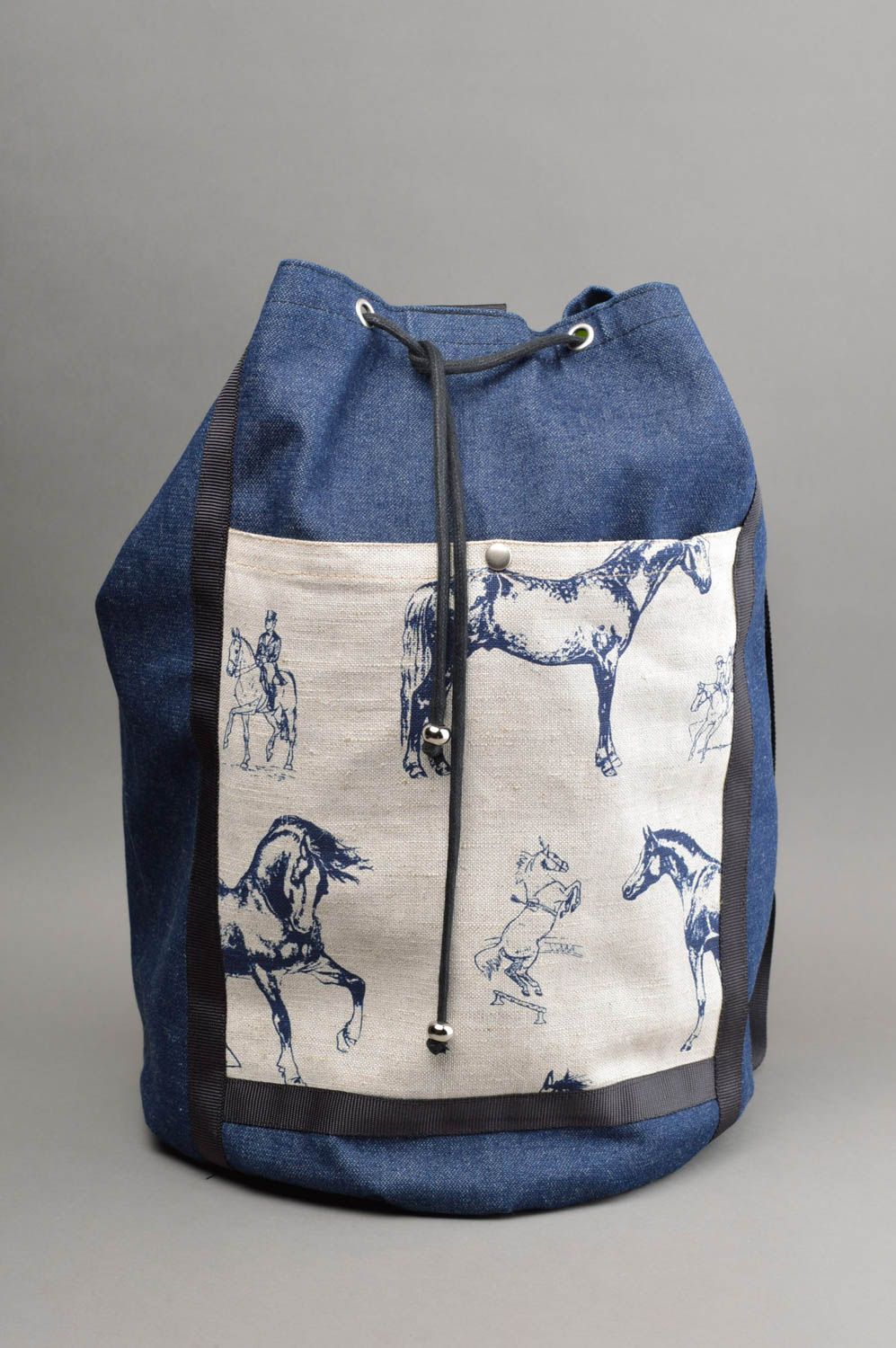 Sac à dos fait main Sac tendance en lin coton et synthétique Cadeau original photo 5