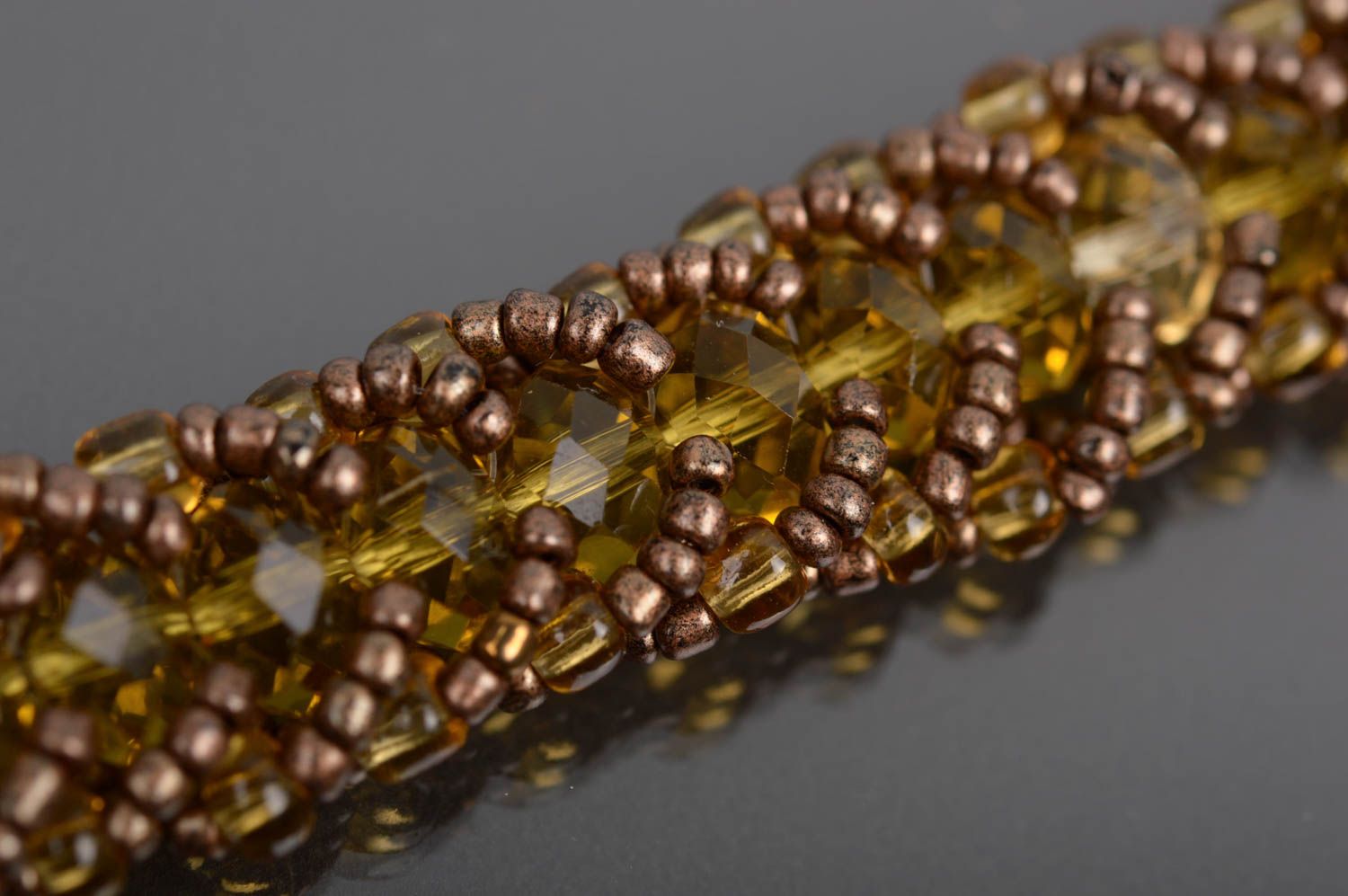 Tow-row golden color beads adjustable bracelet for teen girls photo 4