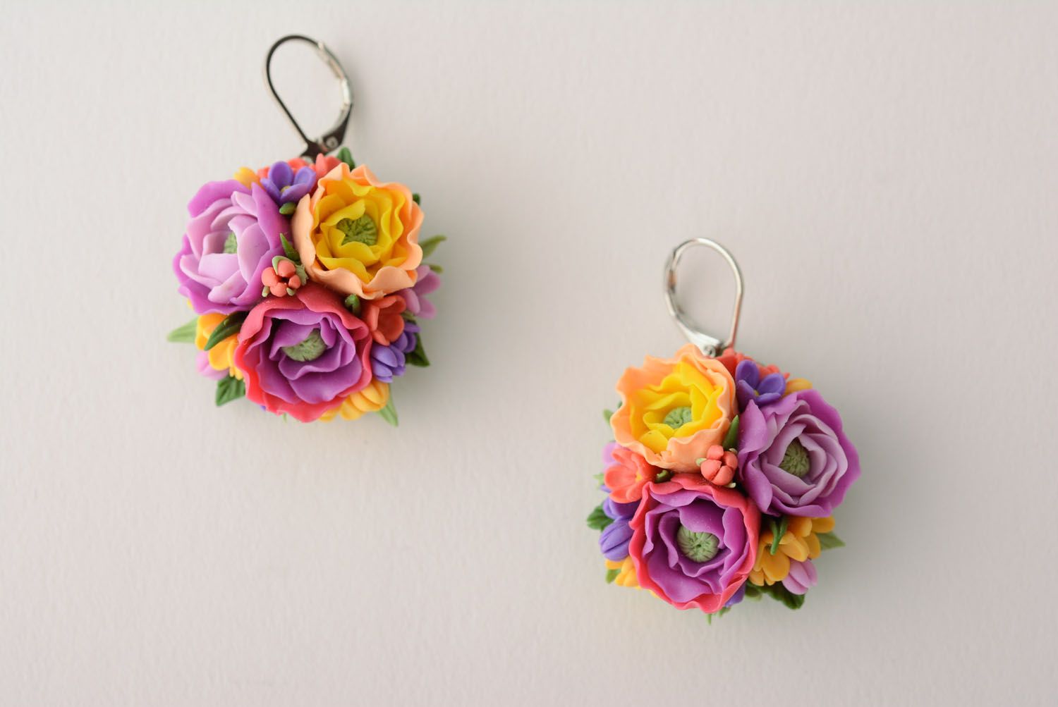 Bright polymer clay earrings Blooming Garden photo 1