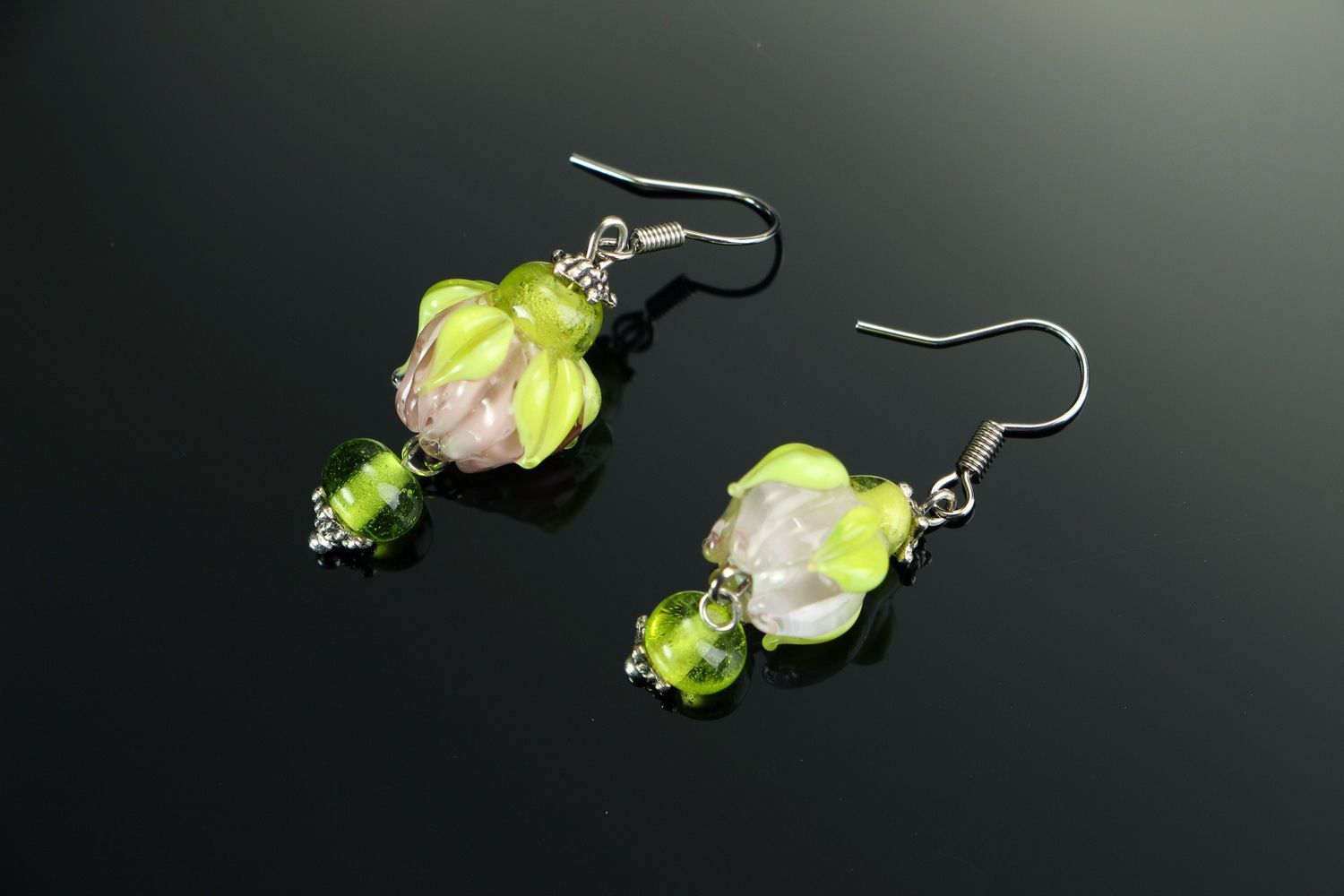 Beautiful earrings made of glass photo 5