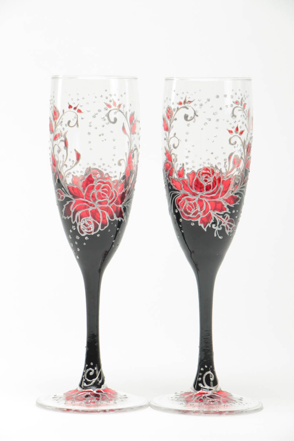 Ensemble de flûtes à champagne en verre peintes faites main 2 pièces 20 cl photo 2