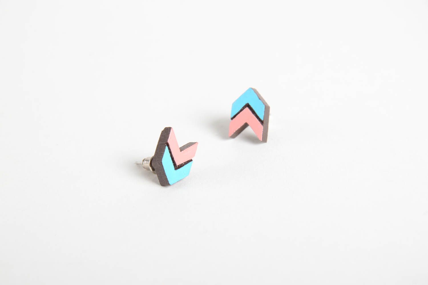 Beautiful handmade wooden stud earrings contemporary jewelry gifts for her photo 5