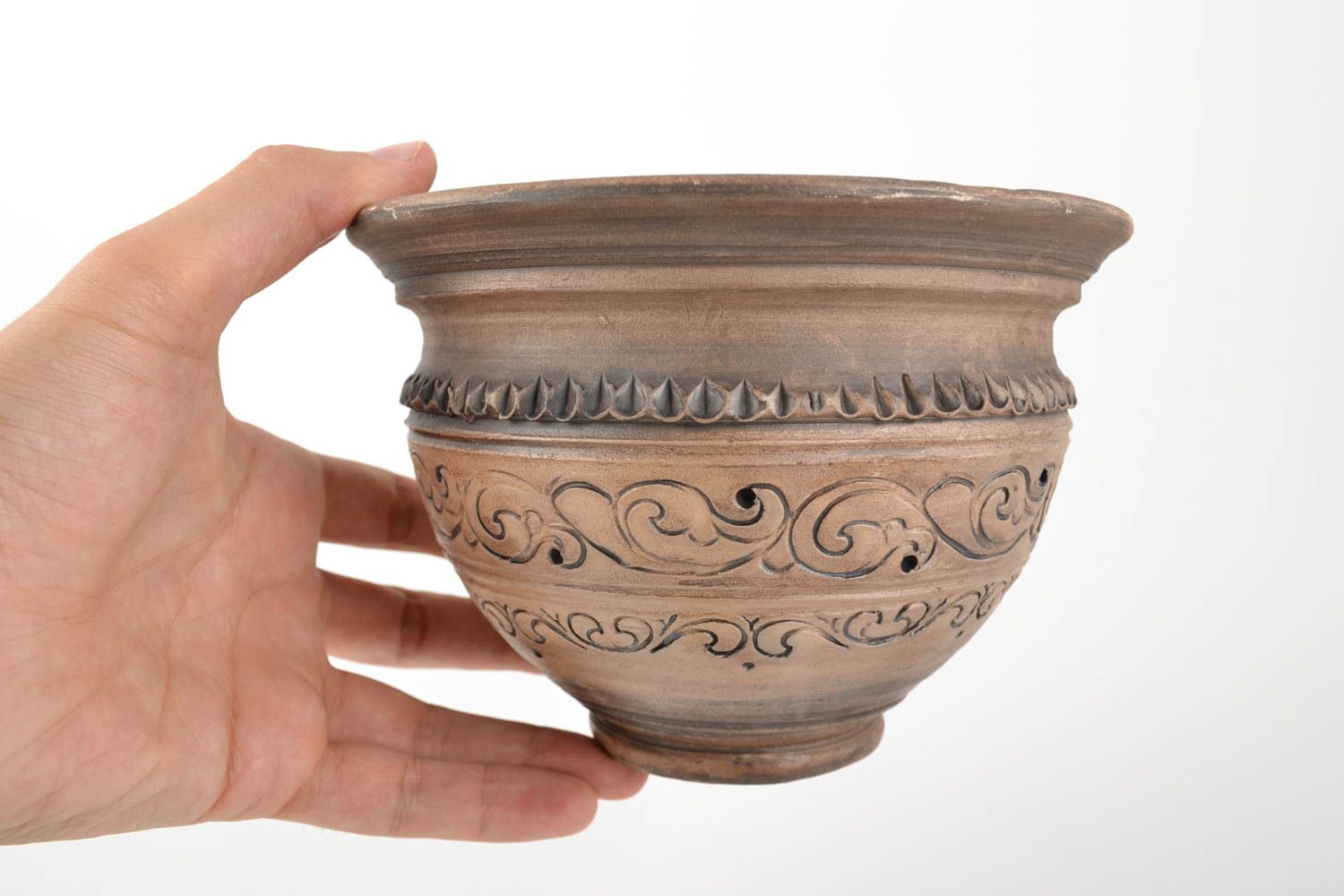 Pote artesanal de cerámica hecho a mano de barro blanco de 1 l de capacidad foto 5