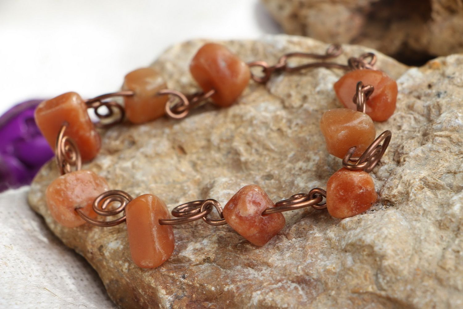 Copper Bracelet with Natural Stones photo 1