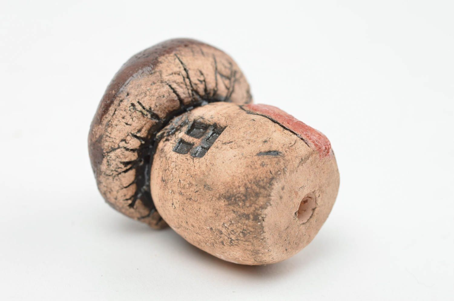 Фигурка из глины в виде домика гриба ручной работы красивая авторская с росписью фото 3