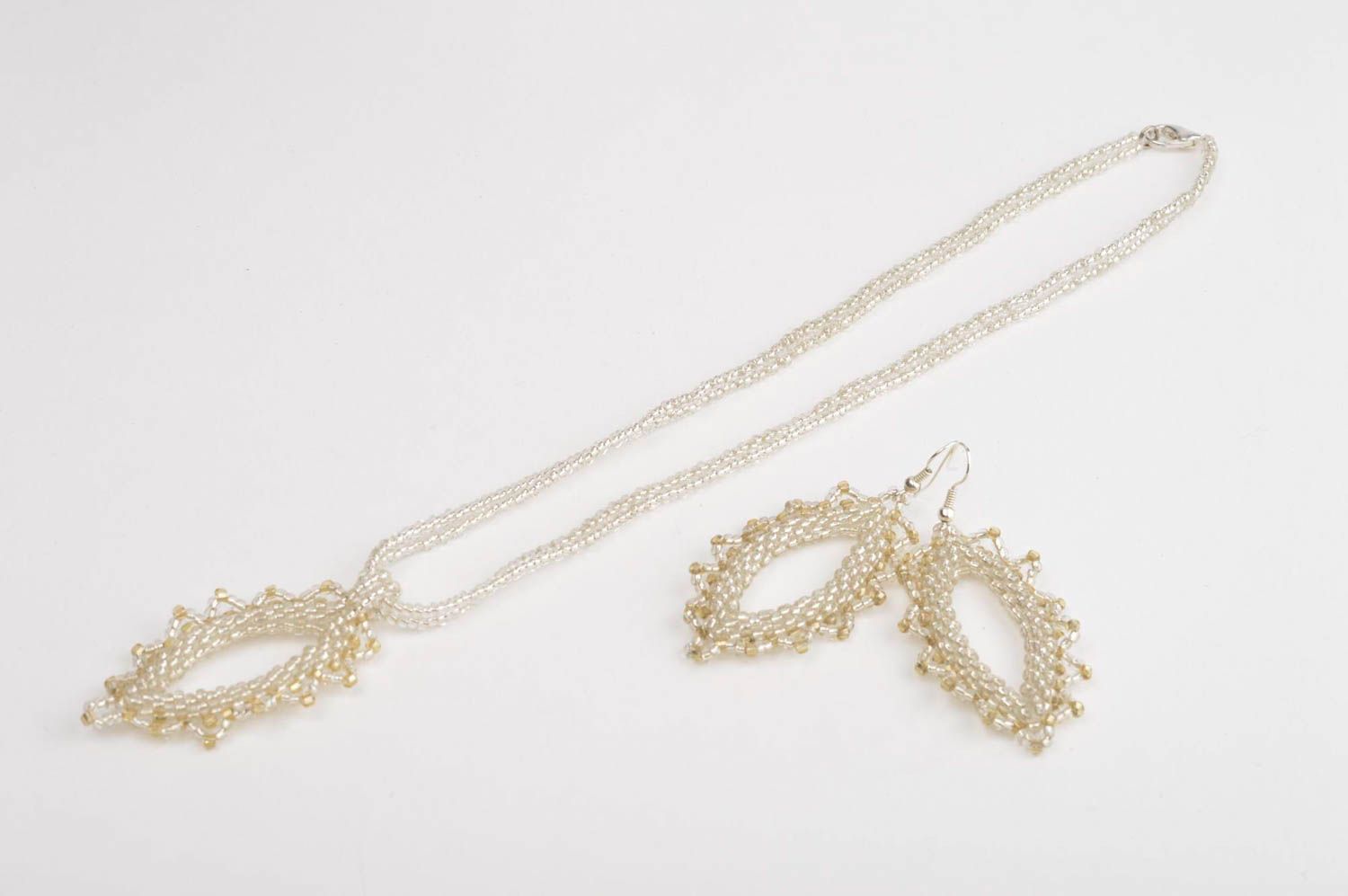 Beaded accessories handmade earrings designer pendant gorgeous jewelry set photo 2