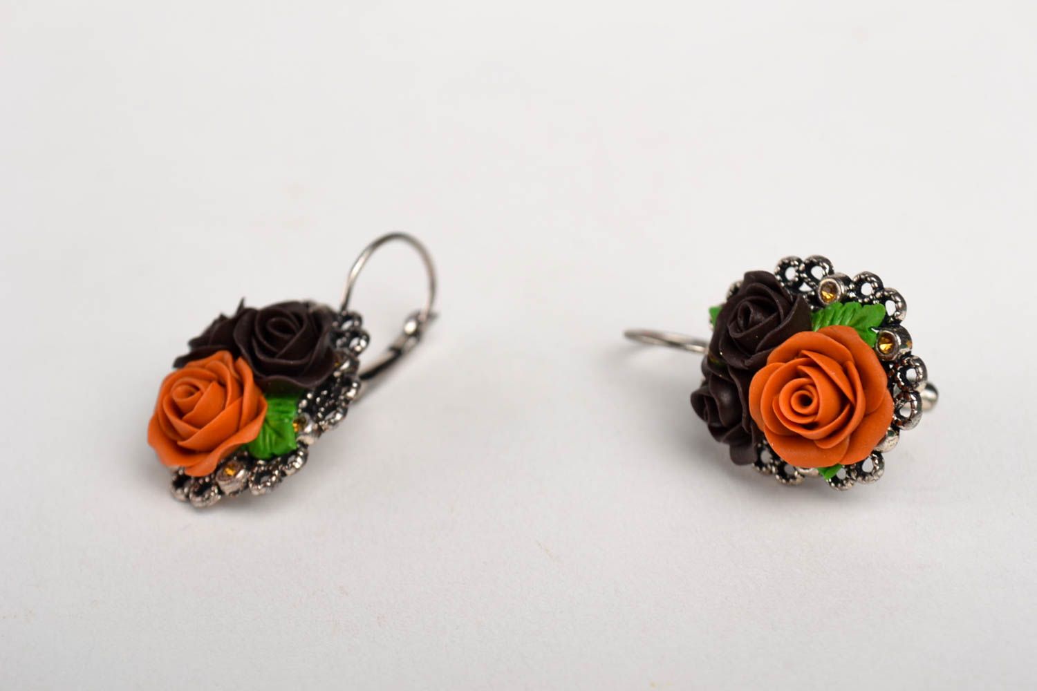 Handmade designer colorful earrings unusual flower earrings tender cute jewelry photo 2