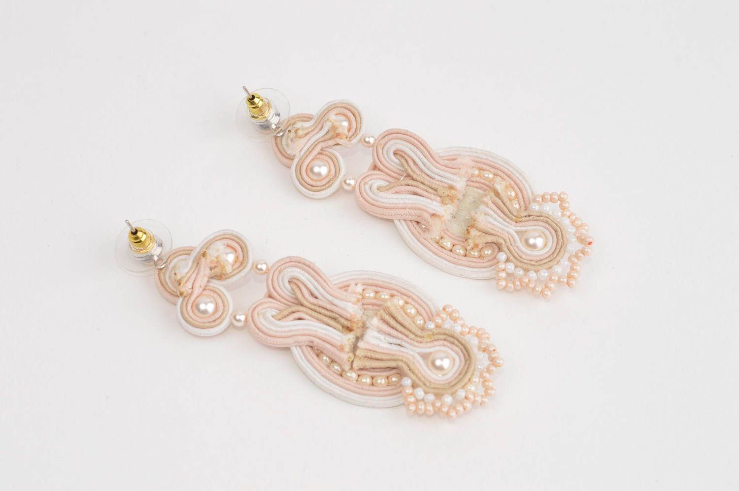 Unusual earrings handmade soutache earrings designer embroidered earrings photo 3