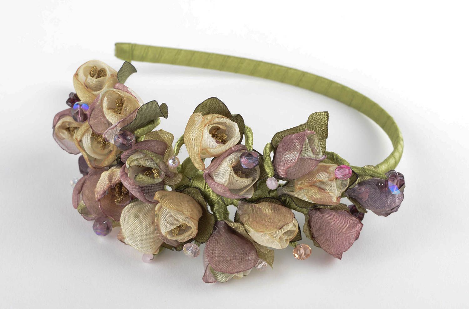 Diadema artesanal con flores tiernas accesorio para el cabello regalo original foto 2
