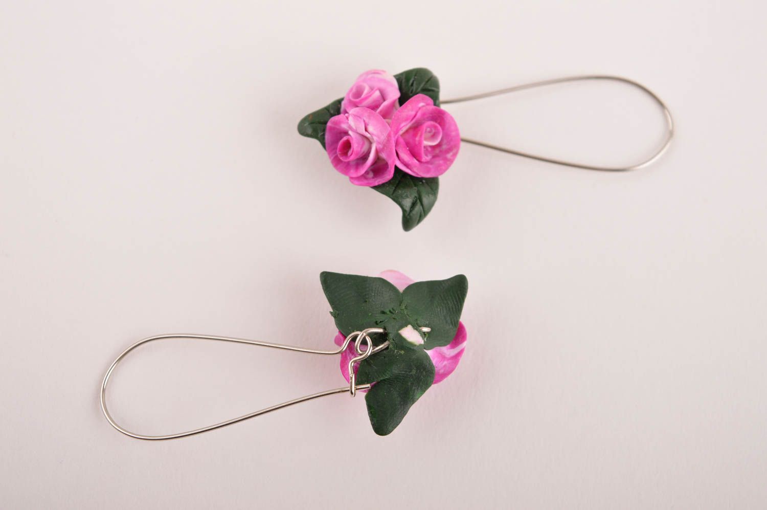 Handmade flower earrings designer earrings clay accessory unusual gift for girl photo 5