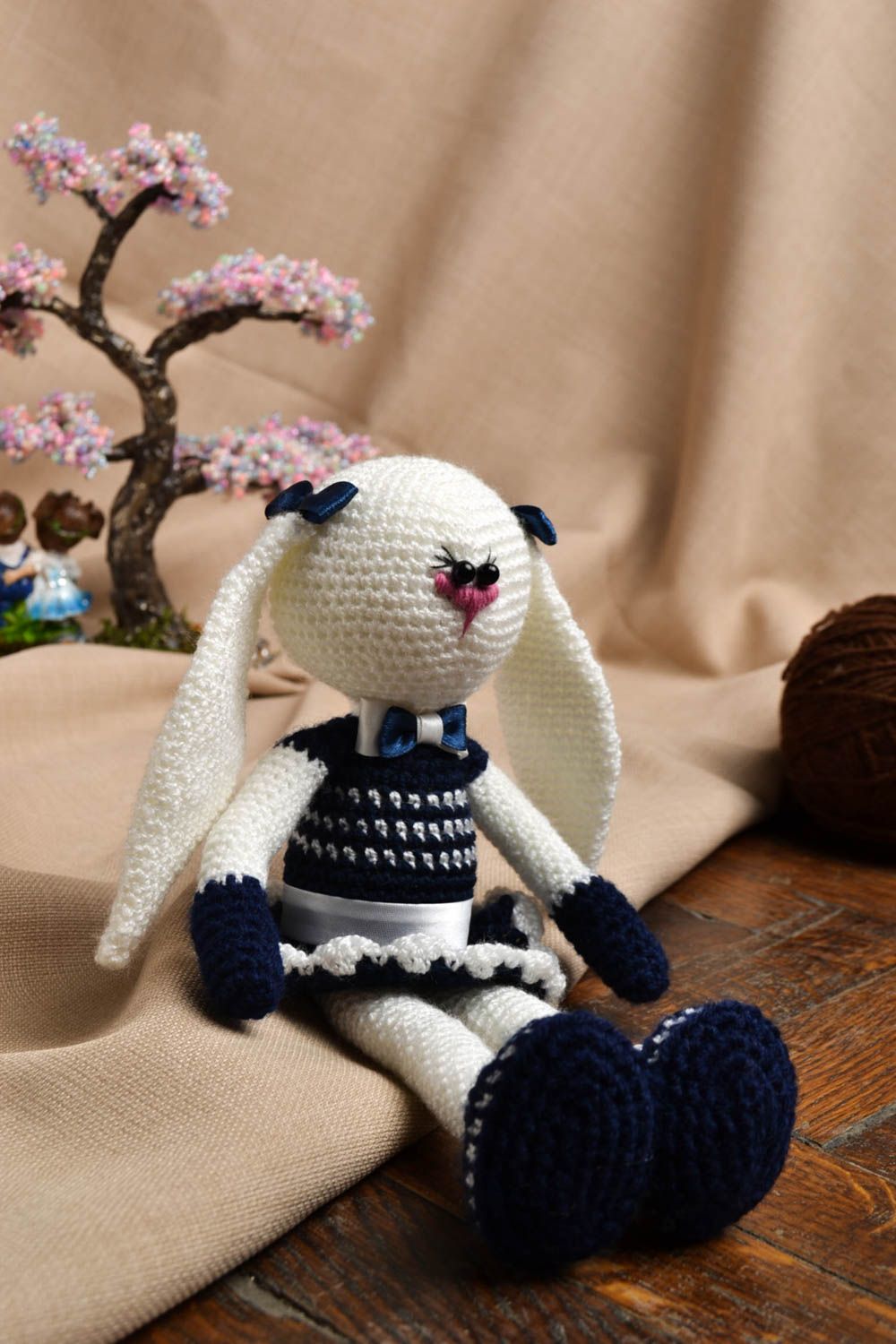 Peluche lapin faite main Jouet tricot doux original Cadeau enfant fille photo 1