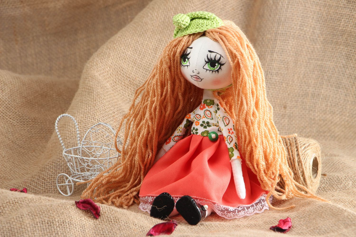 Handmade designer soft doll with long hair photo 5