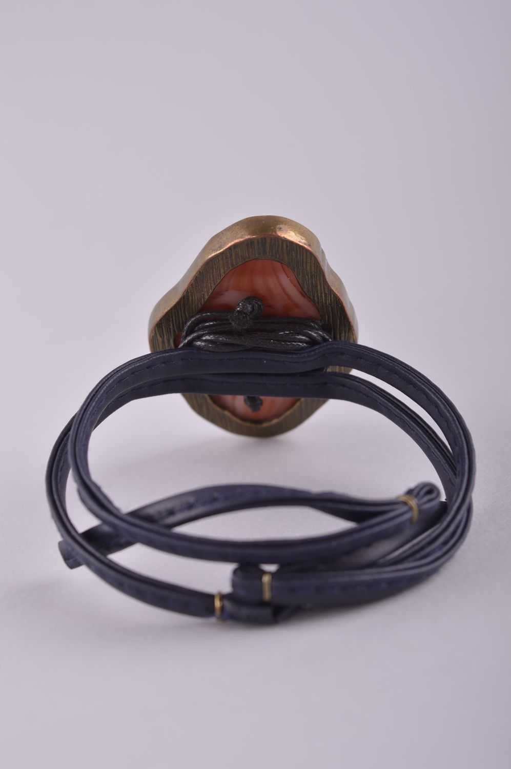 Bracelet cuir pierre naturelle Bijou fait main design original Cadeau pour femme photo 4