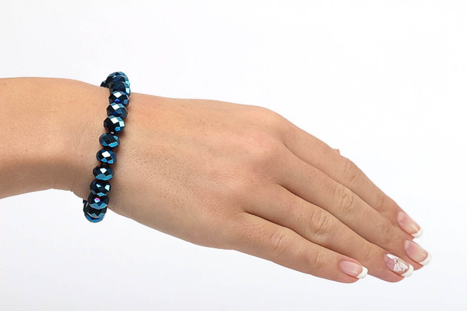 Bracelet verre design Bijoux fait main bleu Accessoire pour femme original photo 5