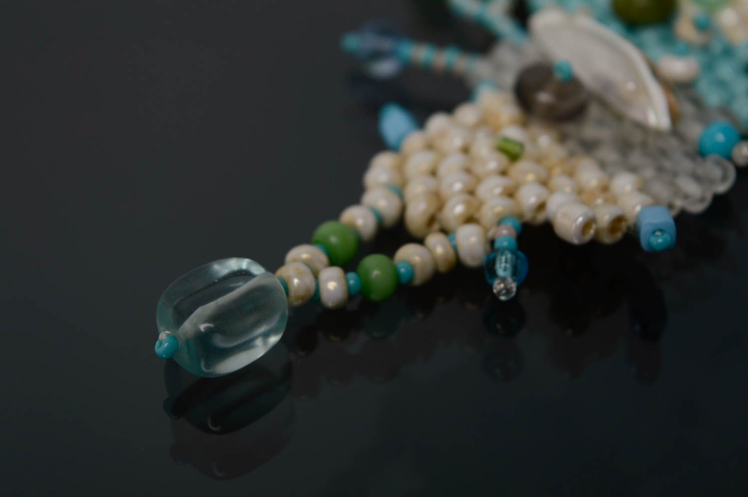 Beaded bracelet with seashells in marine style photo 5