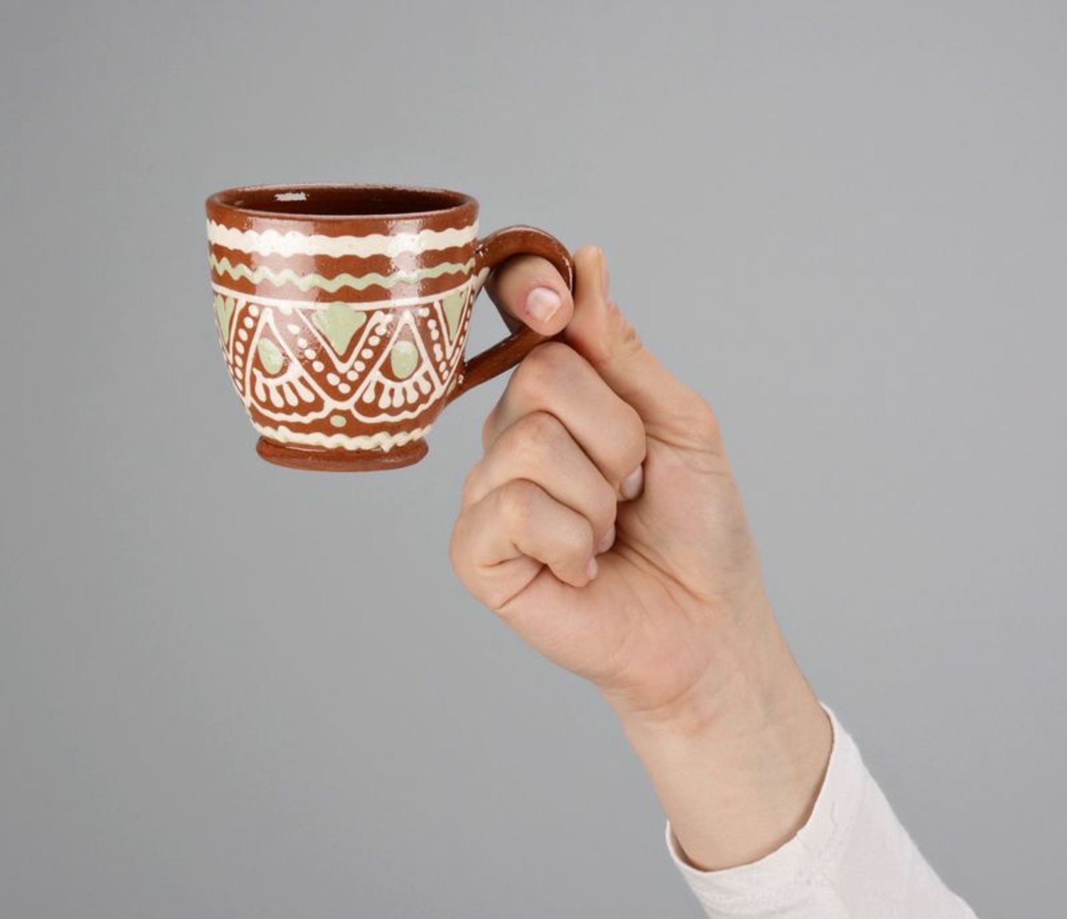 3 oz espresso coffee cup with eco rustic pattern in white color photo 5