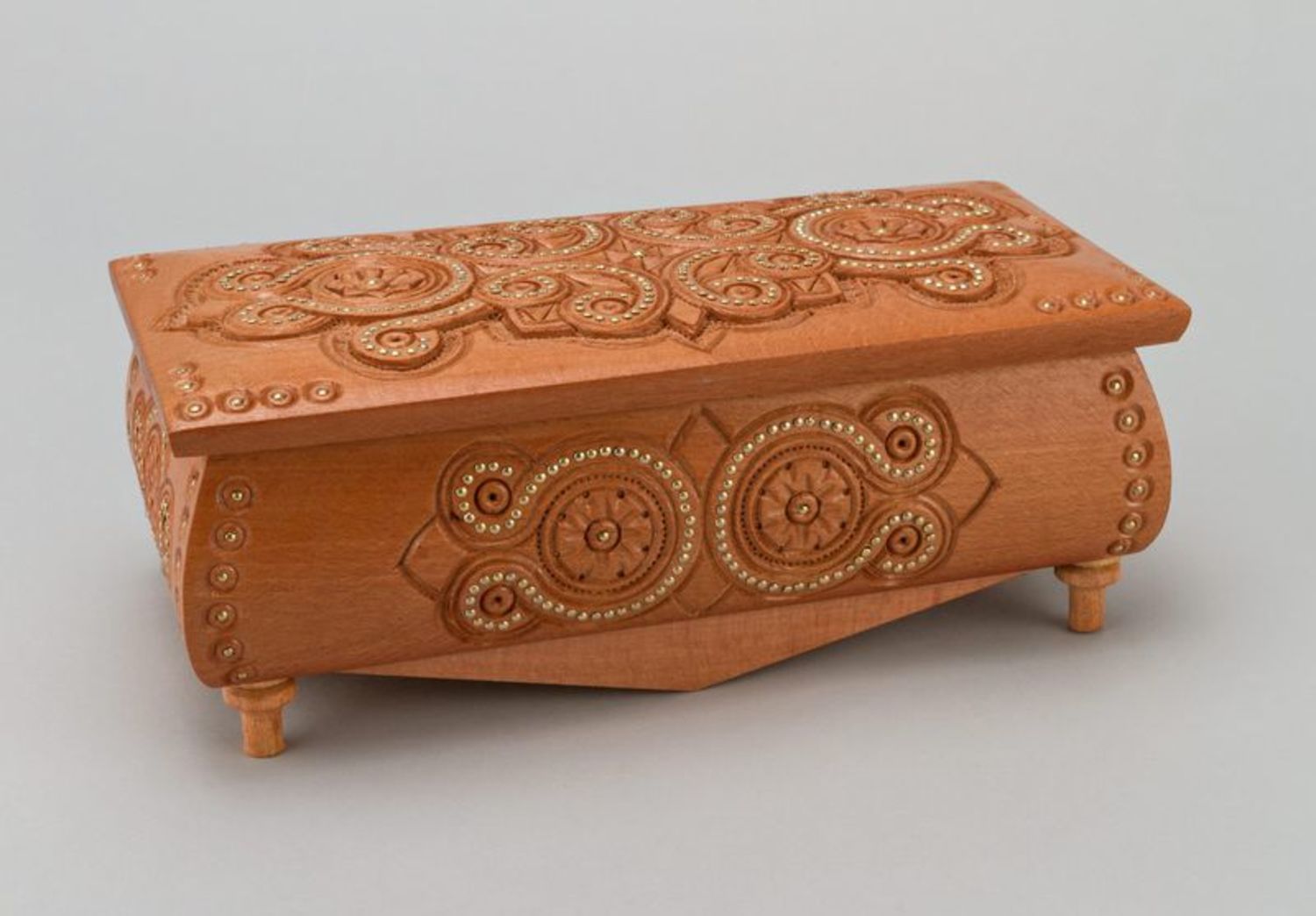 Carved wooden box with inlay photo 2