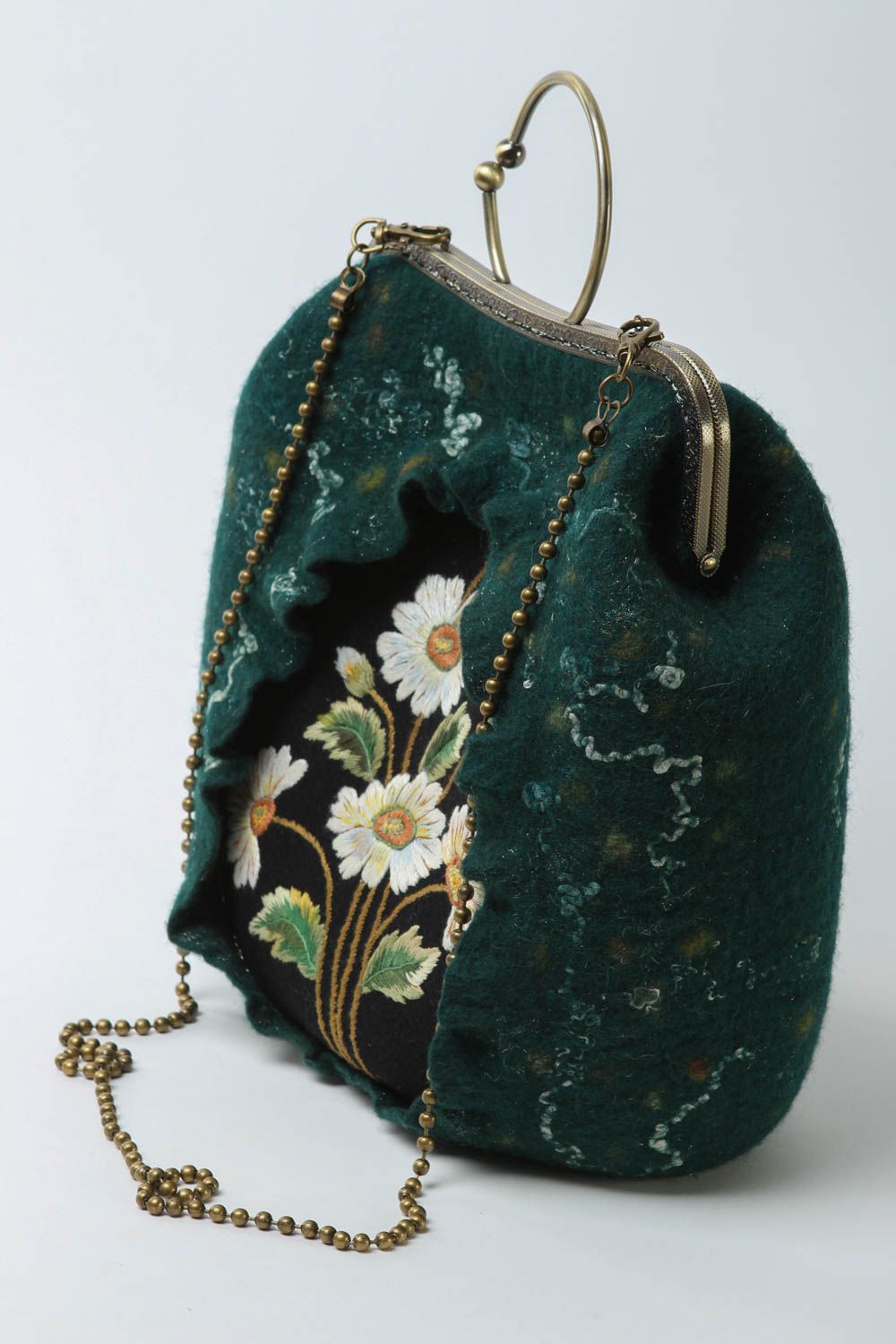 Bolso hecho a mano de fieltro elegante accesorio para mujer regalo original  foto 2
