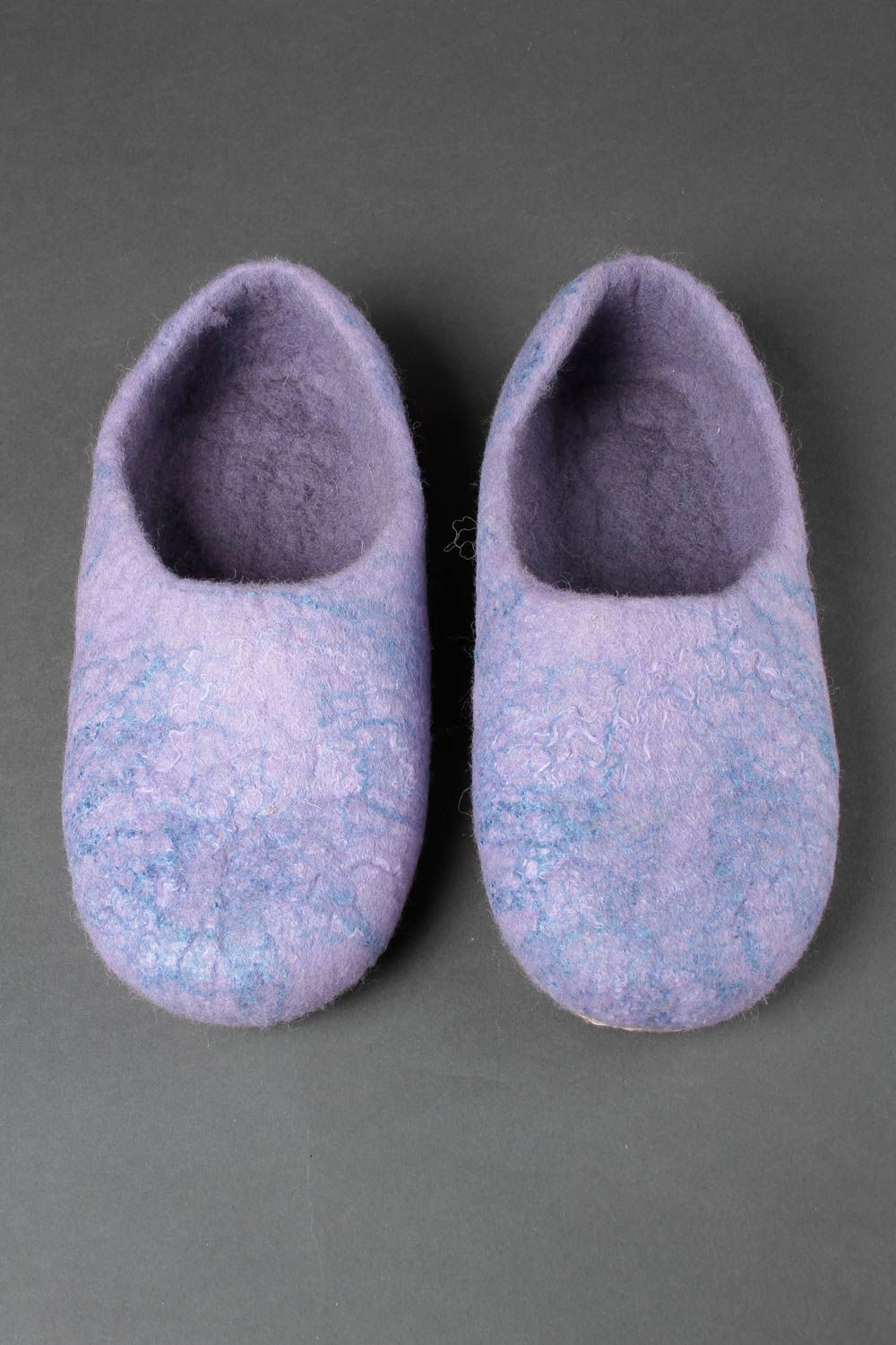 Handmade felted lilac slippers home woolen slippers warm stylish present  photo 2
