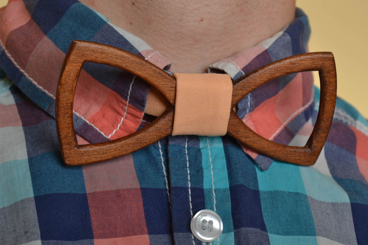 Beautiful stylish handmade wooden bow tie with adjustable cotton strap photo 1