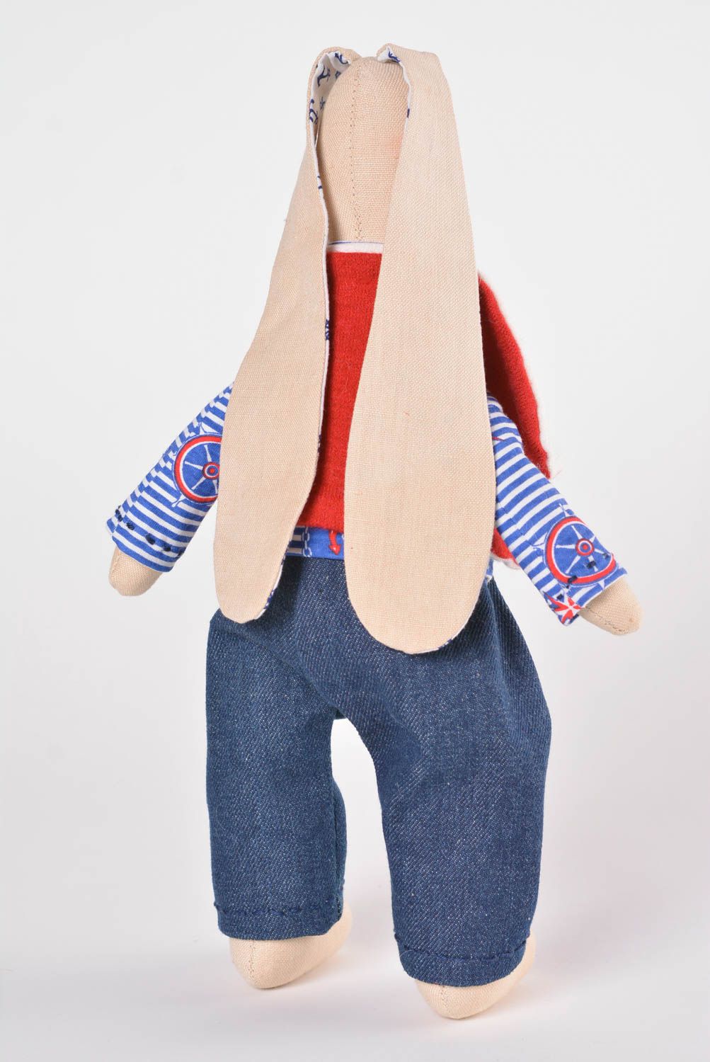Игрушка заяц ручной работы авторская игрушка из ткани стильный подарок фото 3