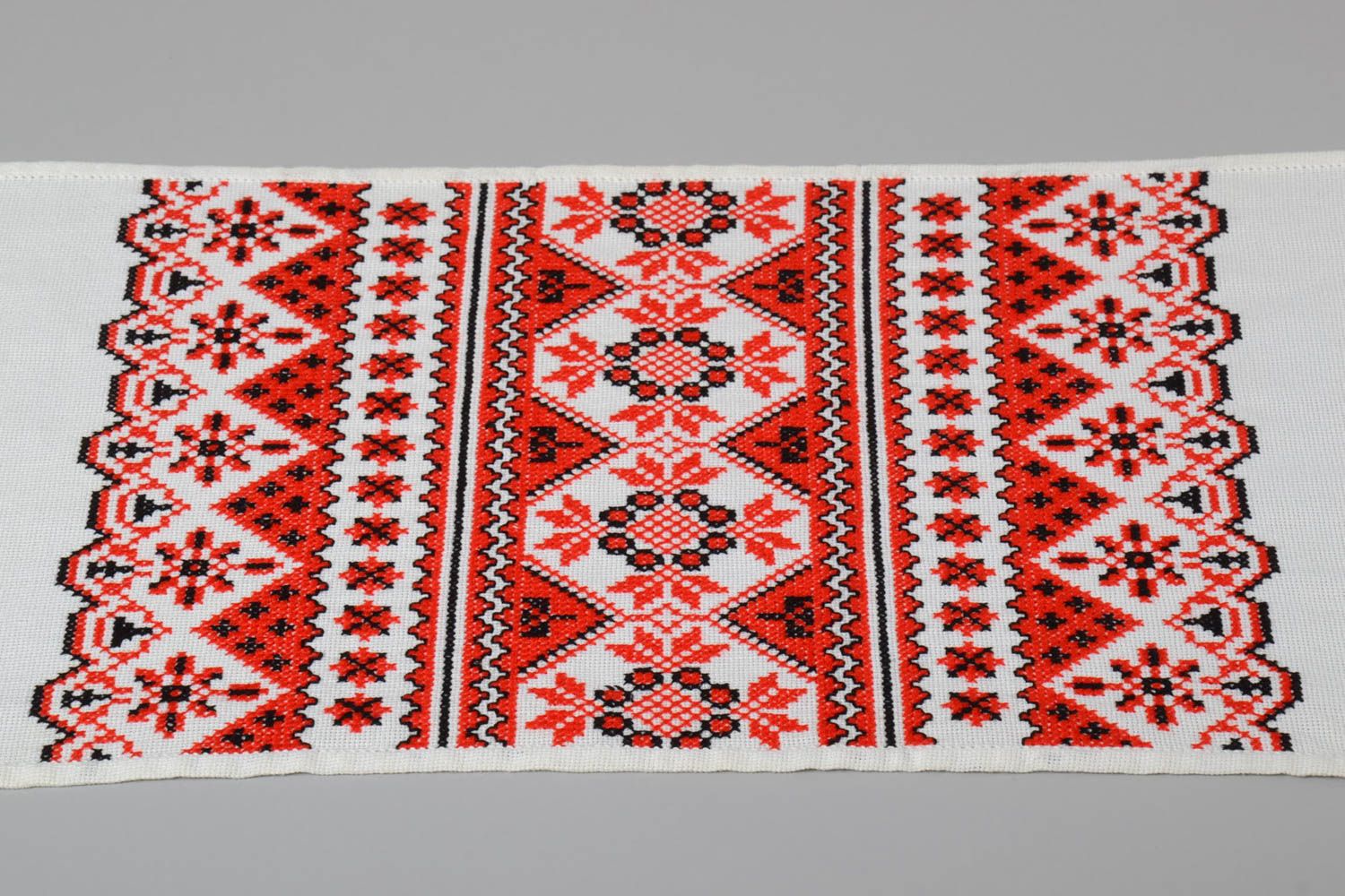 Handmade decorative cotton towel unique cross-stitch embroidered textile decor photo 5