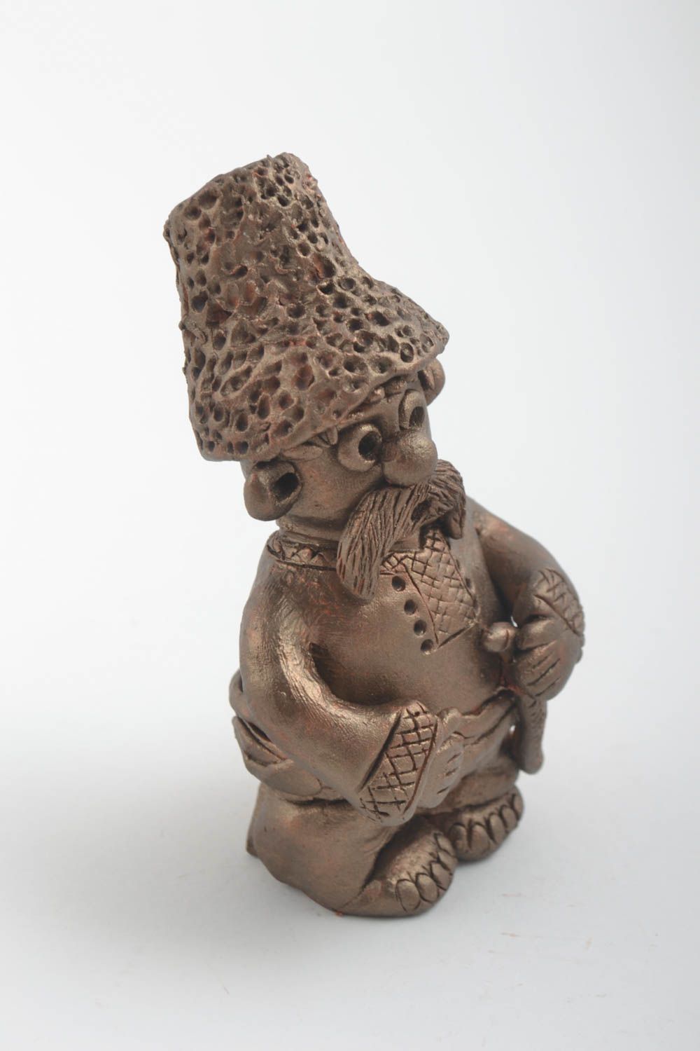 Figurine en argile faite main Statuette céramique cosaque marron Déco maison photo 5