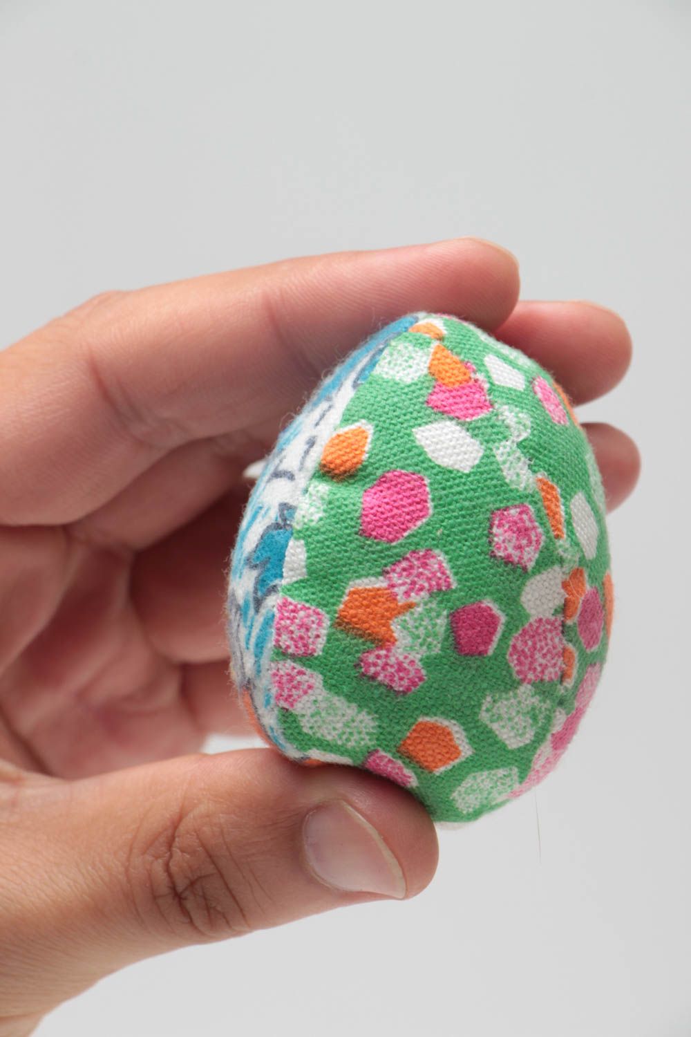 Handmade designer interior soft toy Easter egg sewn of colorful flannel fabric  photo 5
