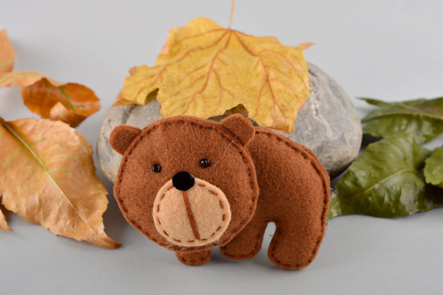 Handmade beautiful cute toy unusual stylish toy woolen designer bear toy photo 1