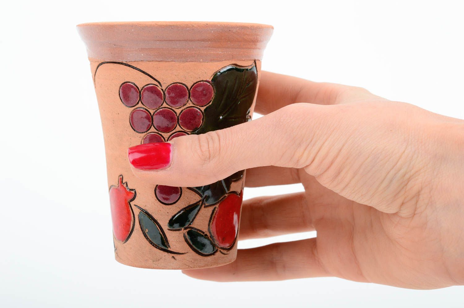 Vaso de cerámica pintado hecho a mano utensilio de cocina vajilla original  foto 2
