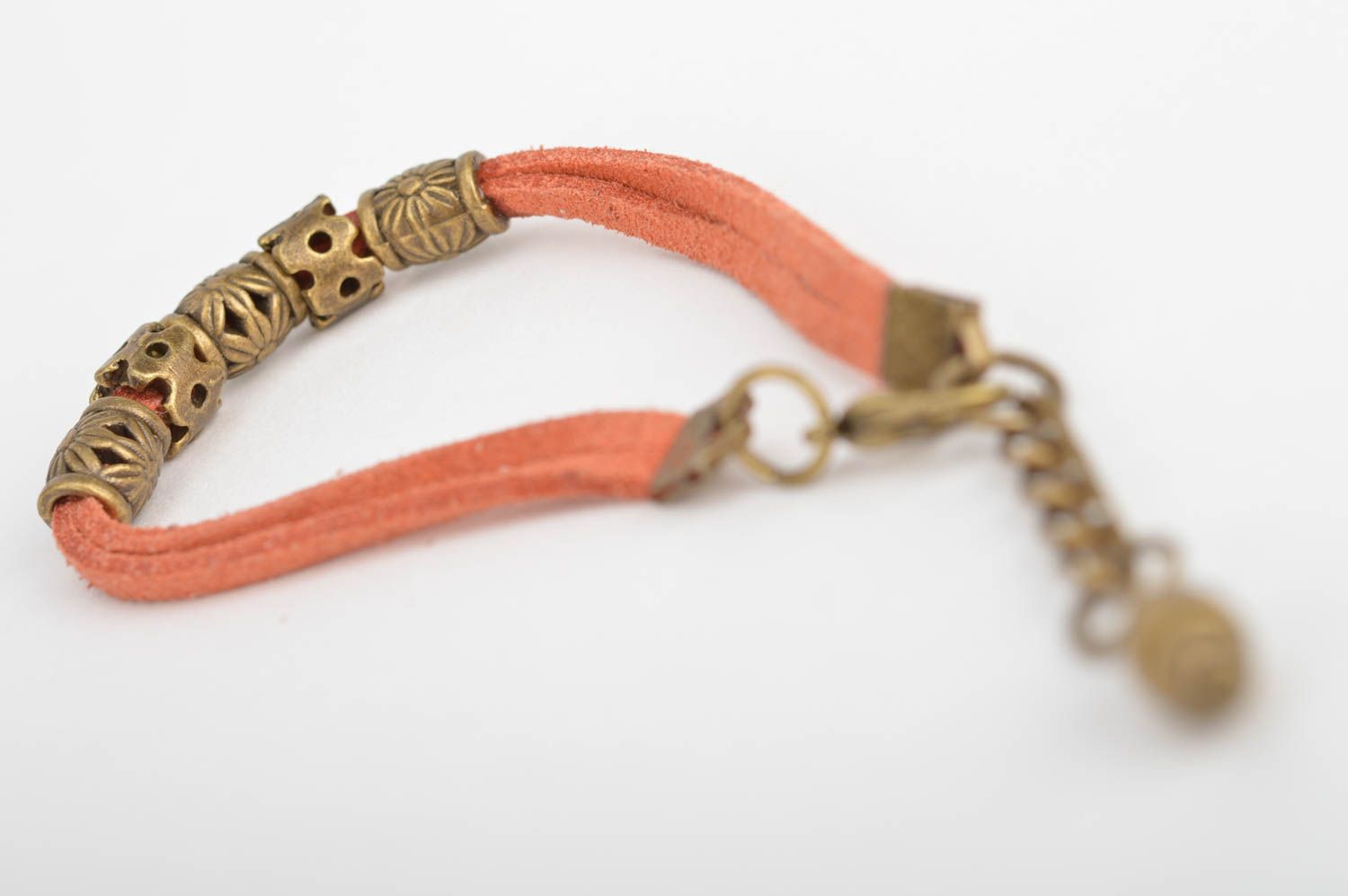 Handmade stylish suede cord wrist women's bracelet with metal charm casual  photo 5