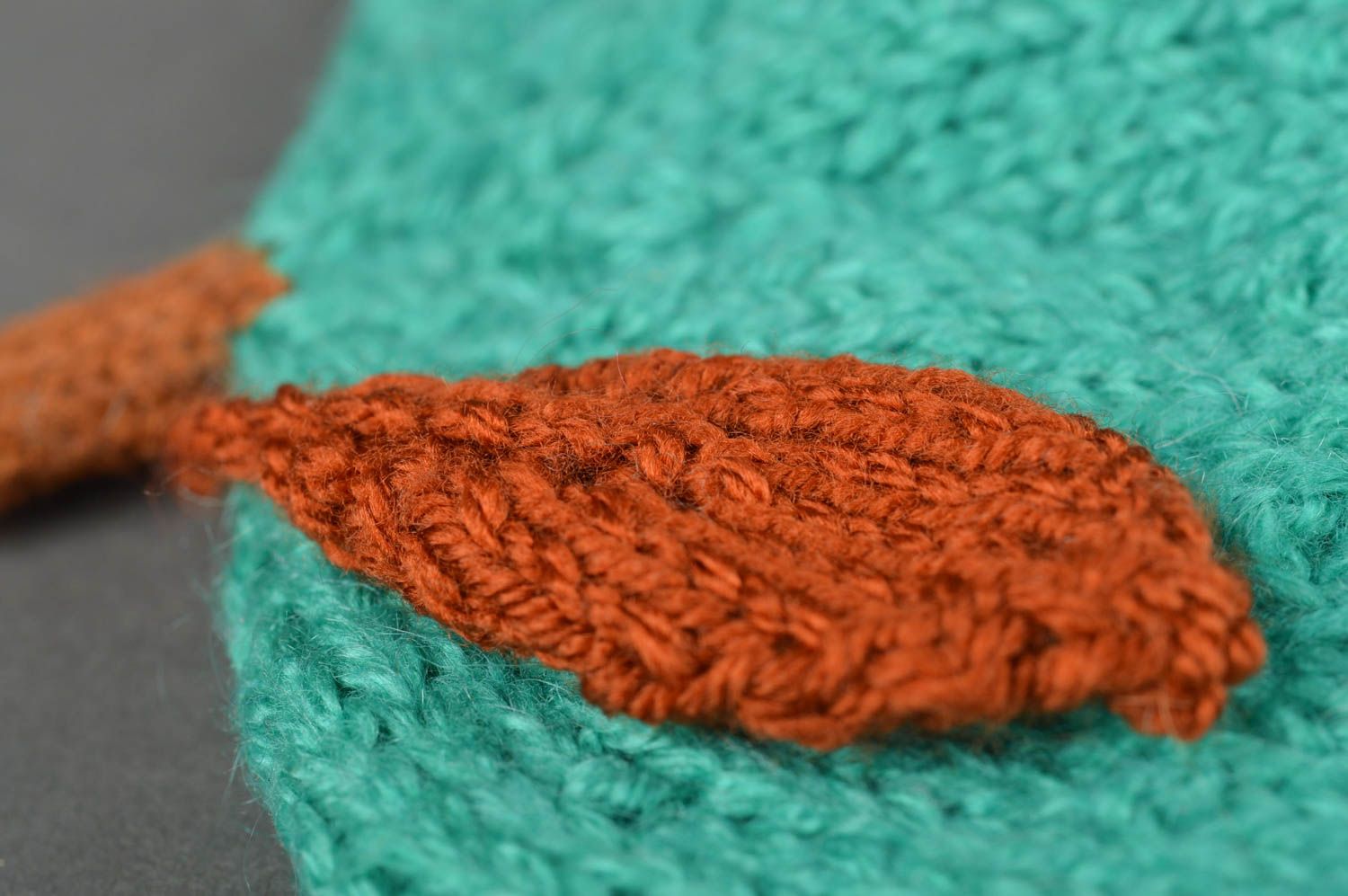 Bonnet tricot fait main Chapeau au crochet chaud turquoise Vêtement enfant photo 4