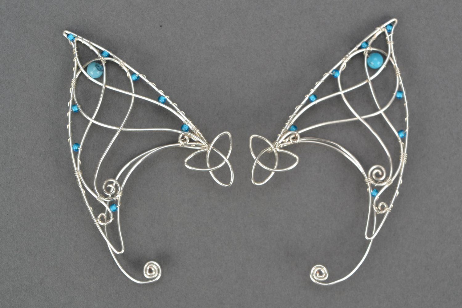 Wire cuff earrings with turquoise Elf Ears photo 3