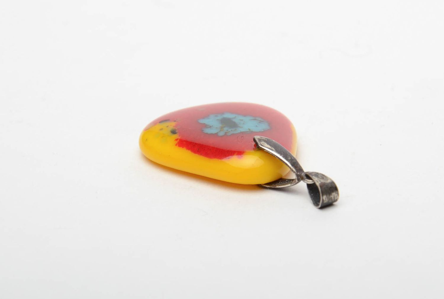 Fused glass teardrop pendant photo 4