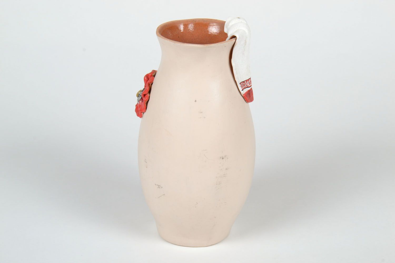 Vase en argile fait main design original décoration pour maison avec coquelicots photo 3