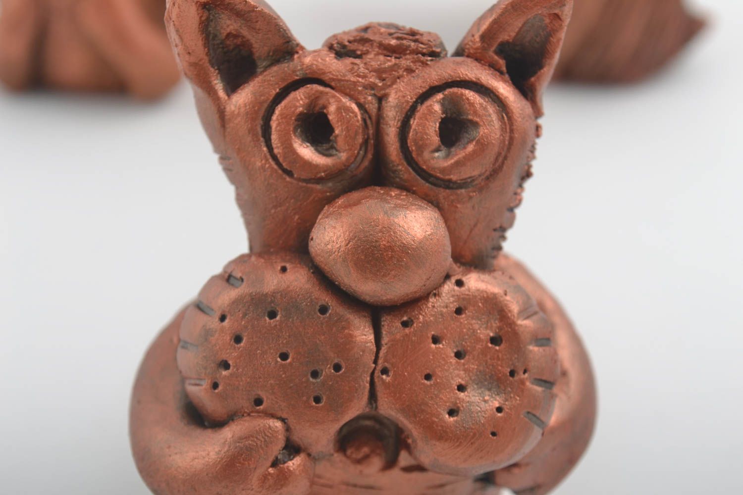 Handmade Figuren aus Ton Keramik Deko Keramikfiguren Tiere Set 3 Stück braun foto 4