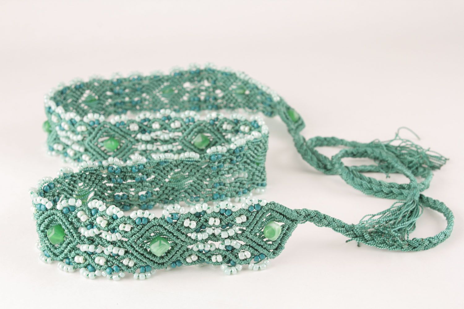 Green belt with beads photo 3