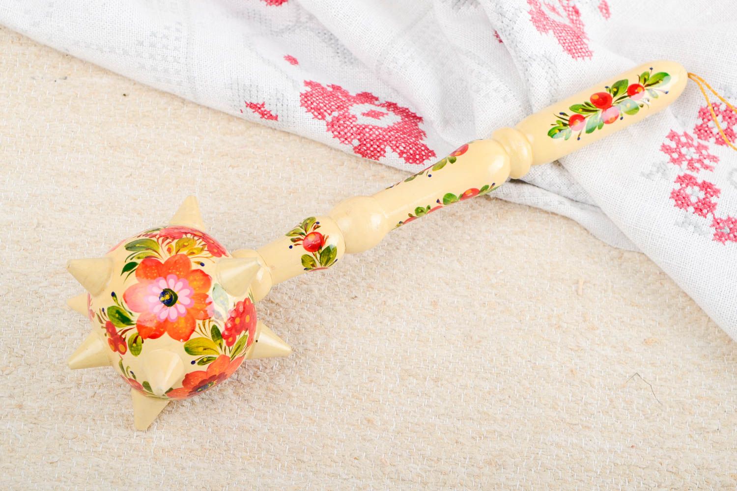 Handmade decorative mace stylish wooden souvenir unusual ethnic weapon photo 1