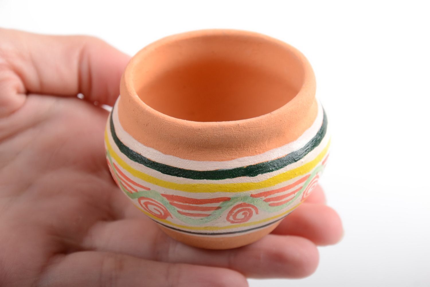 Petit vase décoratif en argile avec peinture aux couleurs acryliques fait main photo 5