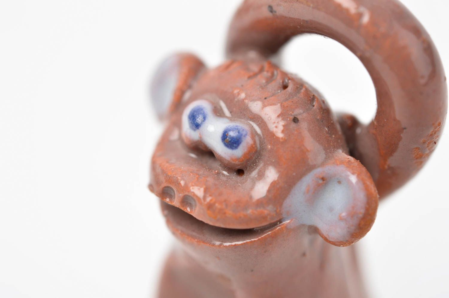 Фигурка ручной работы фигурка из глины статуэтка для декора коричневая обезьянка фото 1