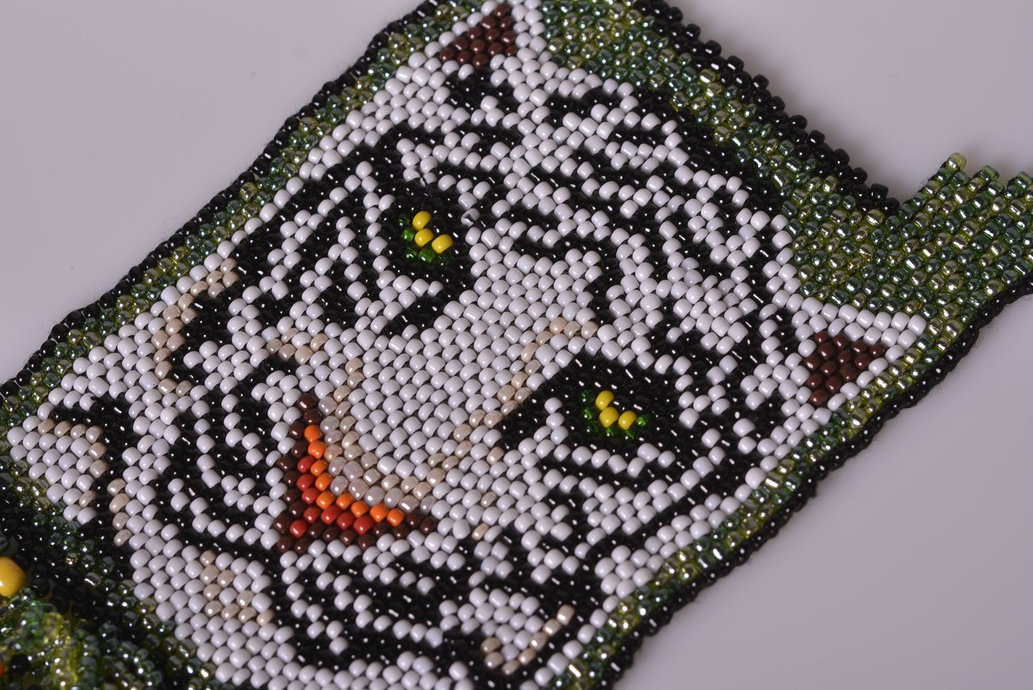 Колье из бисера украшение ручной работы ожерелье из бисера белый тигр женское фото 4