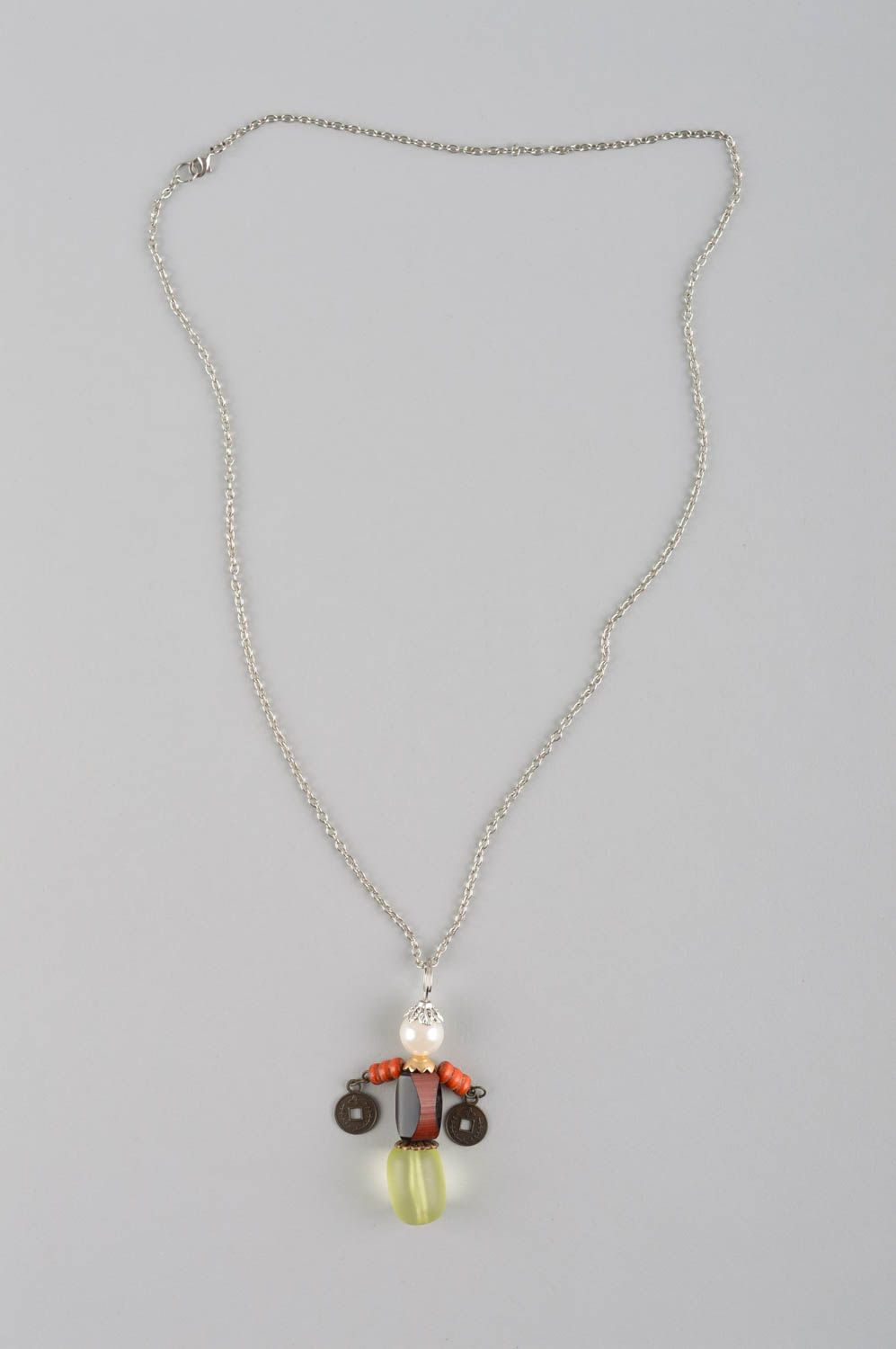 Wooden pendant handmade beaded pendant for women chain pendant fashion jewelry photo 2