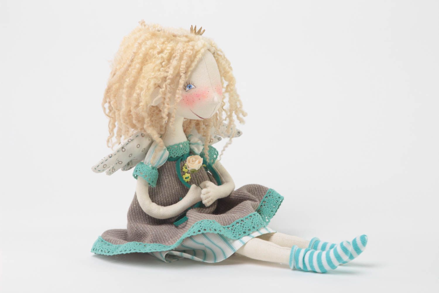 Авторская мягкая кукла каркасная Мелли для декора дома игрушка ручной работы фото 2