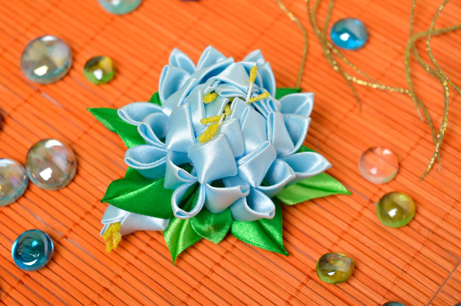 Handmade blue cute hair clip unusual stylish accessory designer hair clip photo 1