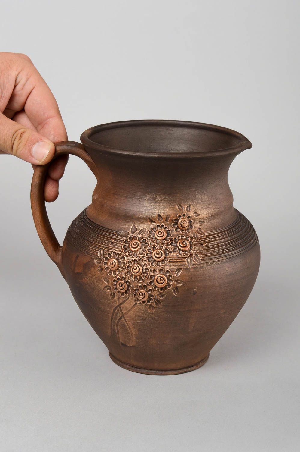 Keramik Krug handgefertigt Öko Geschirr Küchen Zubehör in Braun umweltfreundlich foto 5
