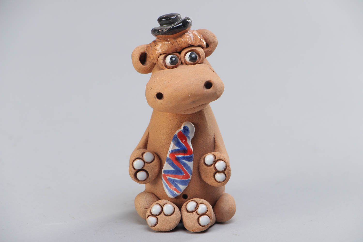 Figura coleccionable de arcilla divertida hecha a mano para regalo Hipopótamo foto 2