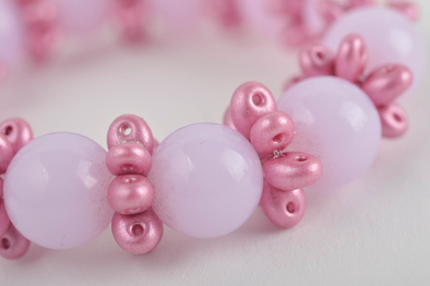 Pink beads stretchy bracelet for a little girl photo 4