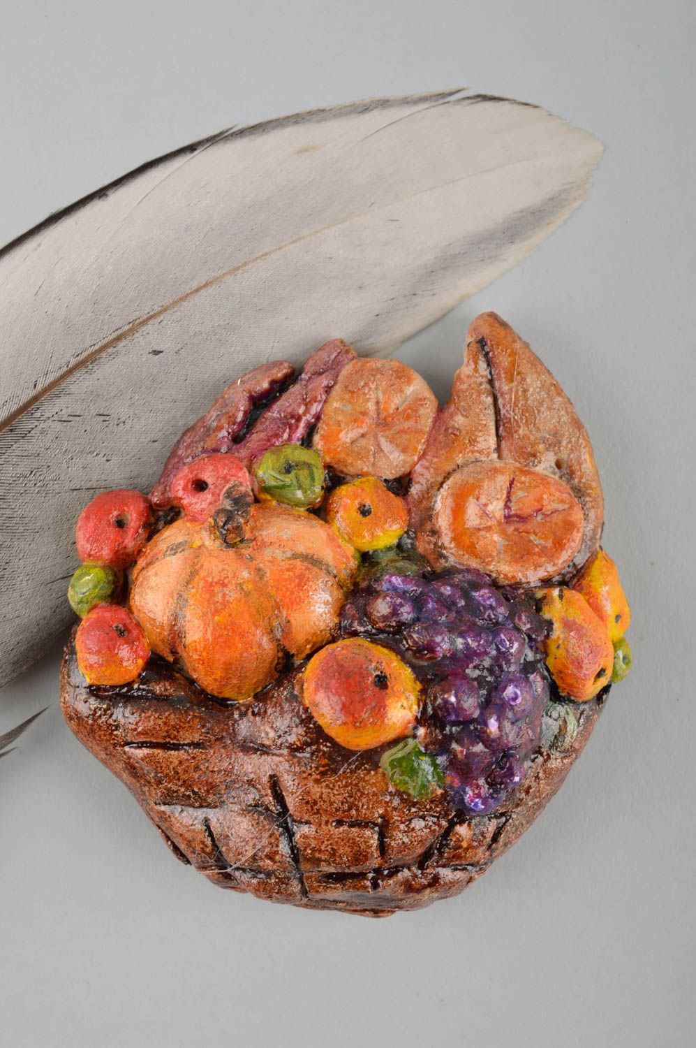 Aimant frigo fait main Magnet frigo en argile Déco cuisine originale Fruits photo 1