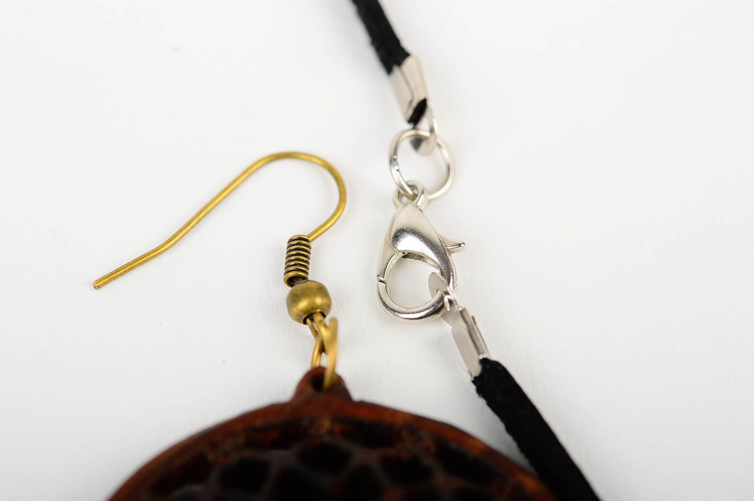 Designer accessories handmade jewelry set wood earrings wood pendant necklace photo 5