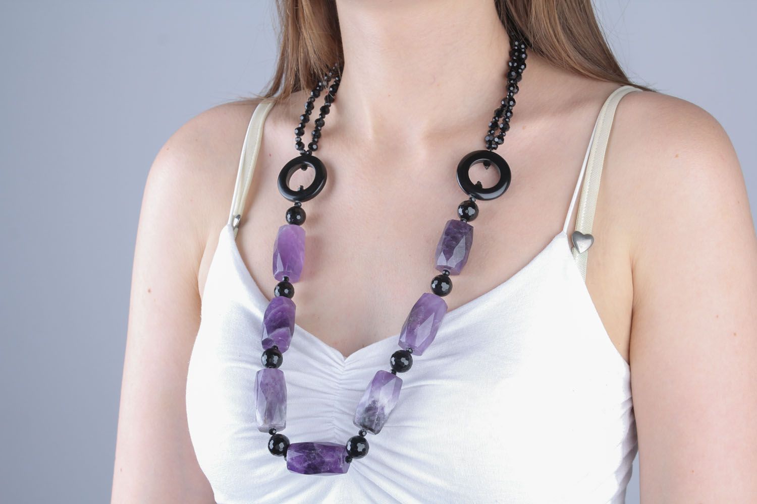 Necklace made of amethyst and agate photo 3